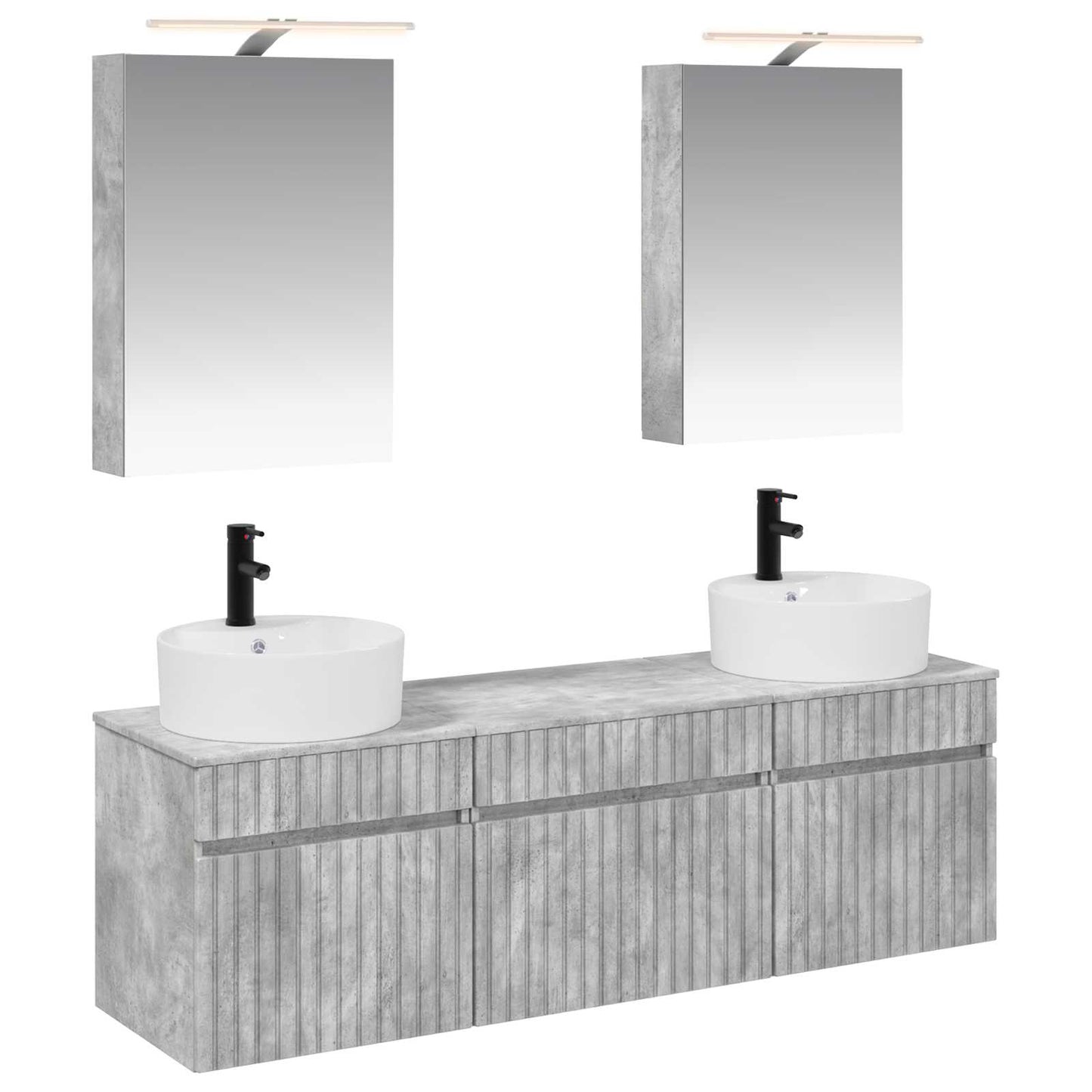 vidaXL Bathroom Cabinet Set 5 pcs Concrete Grey 50 x 14.5 x 70 cm