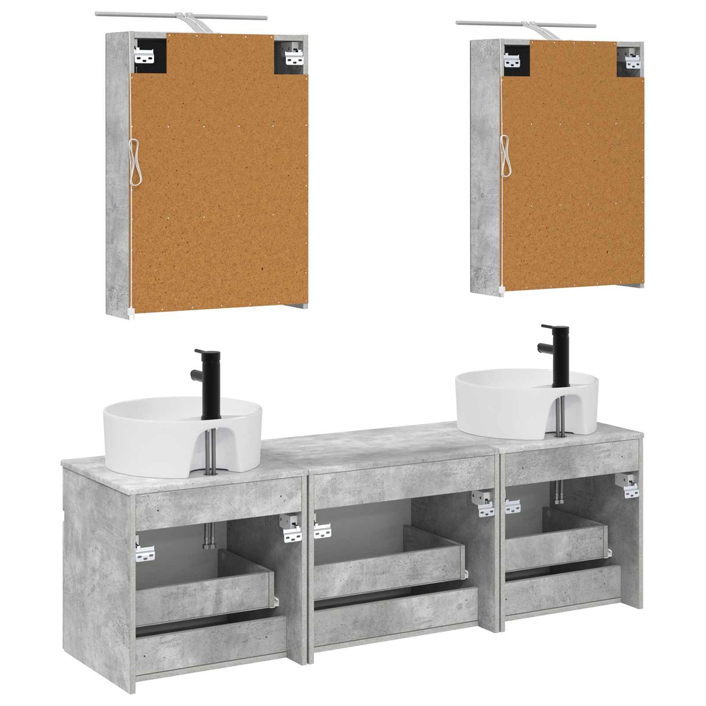 vidaXL Bathroom Cabinet Set 5 pcs Concrete Grey 50 x 14.5 x 70 cm