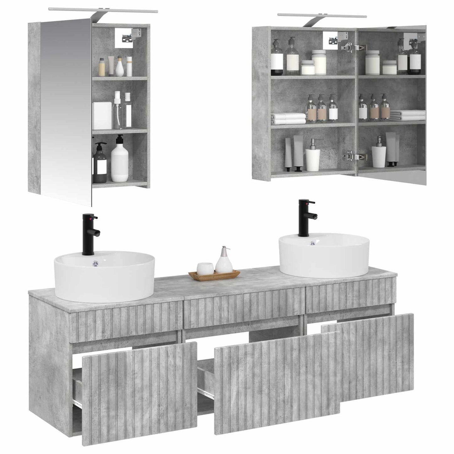 vidaXL Bathroom Cabinet Set 5 pcs Concrete Grey 50 x 14.5 x 70 cm