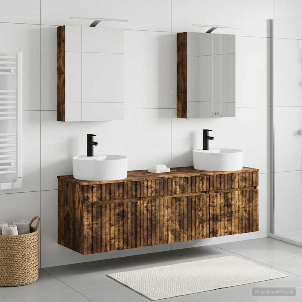 vidaXL Bathroom Cabinet Set 5 pcs Smoked Oak Engineered Wood