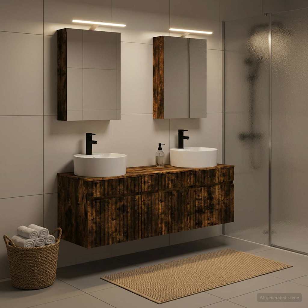 vidaXL Bathroom Cabinet Set 5 pcs Smoked Oak Engineered Wood