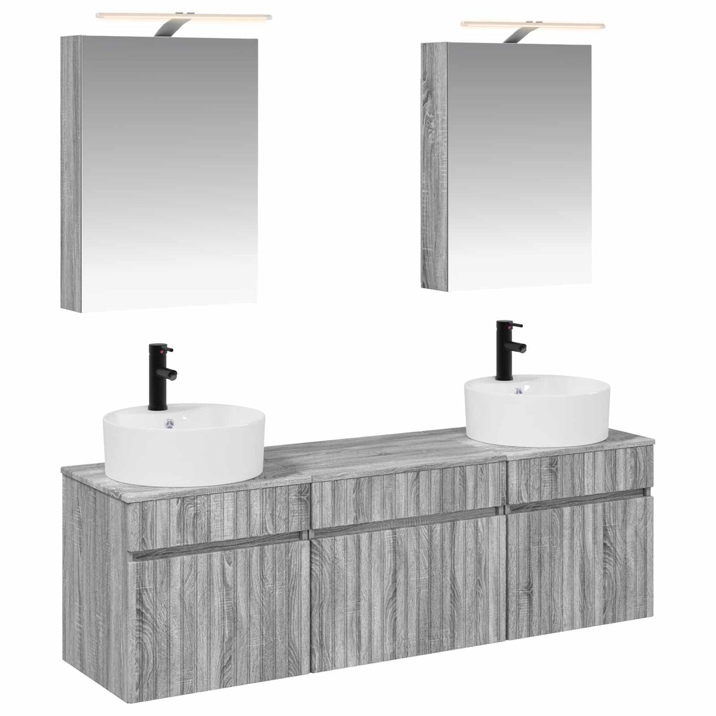 vidaXL Bathroom Cabinet Set 5 pcs Grey Sonoma 50 x 14.5 x 70 cm