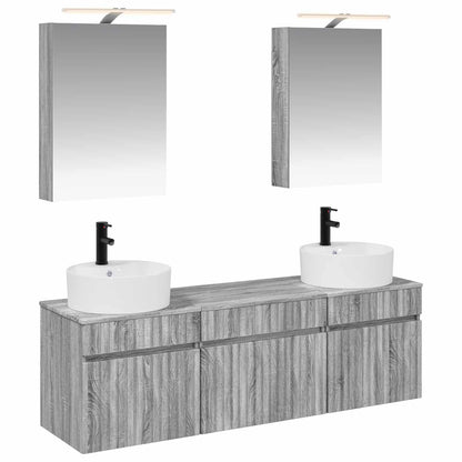 vidaXL Bathroom Cabinet Set 5 pcs Grey Sonoma 50 x 14.5 x 70 cm