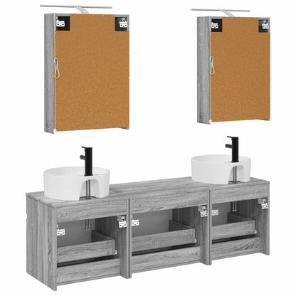 vidaXL Bathroom Cabinet Set 5 pcs Grey Sonoma 50 x 14.5 x 70 cm