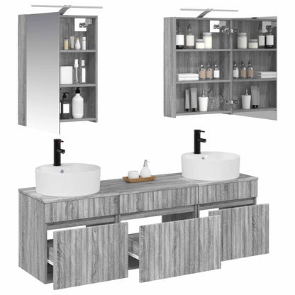 vidaXL Bathroom Cabinet Set 5 pcs Grey Sonoma 50 x 14.5 x 70 cm