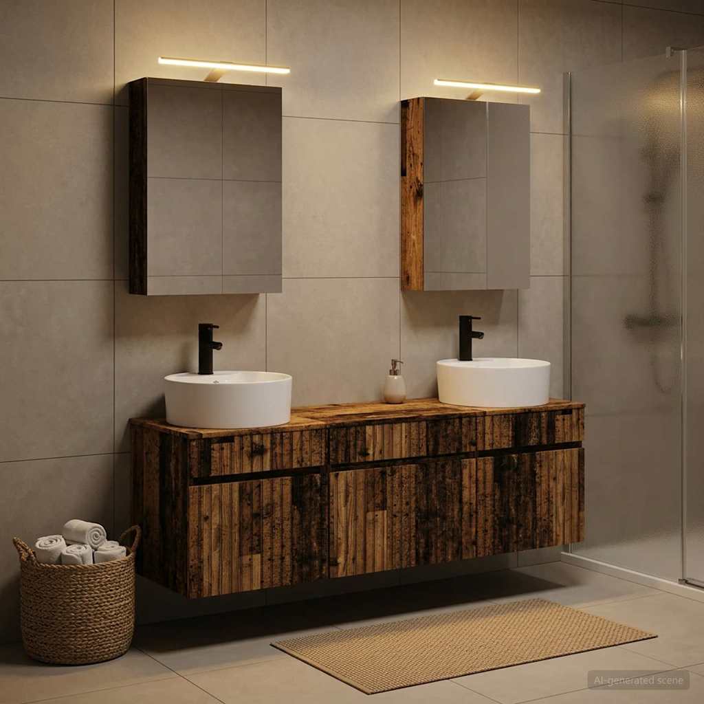 vidaXL Bathroom Cabinet Set 5 pcs Old Wood Engineered Wood