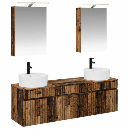 vidaXL Bathroom Cabinet Set 5 pcs Old Wood 50 x 14.5 x 70 cm