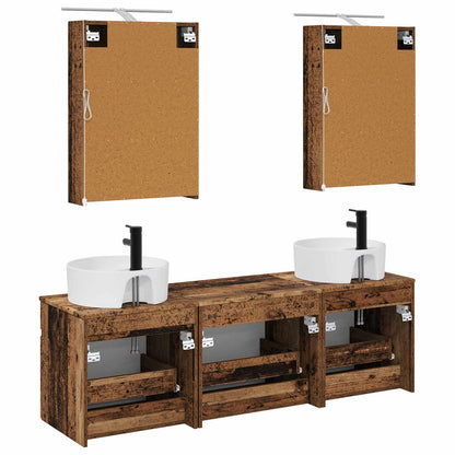 vidaXL Bathroom Cabinet Set 5 pcs Old Wood 50 x 14.5 x 70 cm