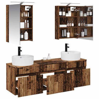 vidaXL Bathroom Cabinet Set 5 pcs Old Wood 50 x 14.5 x 70 cm
