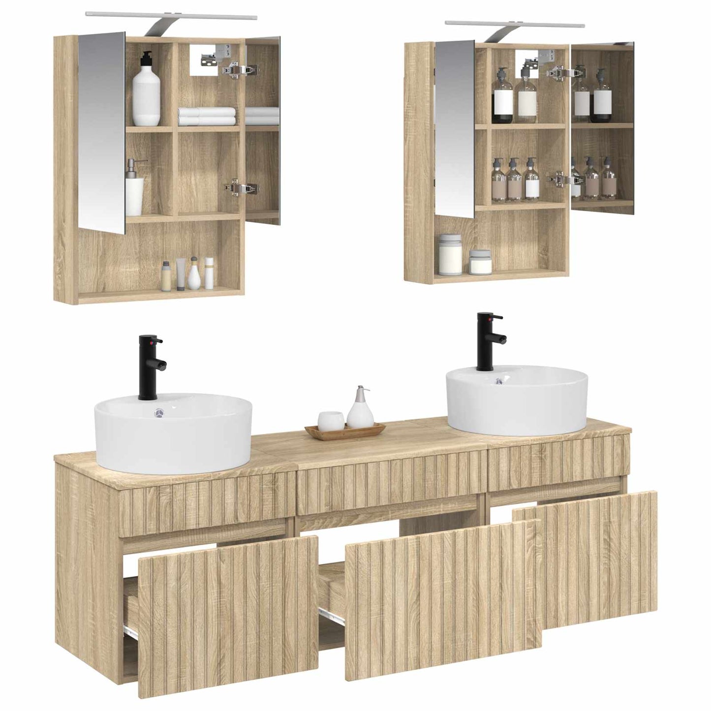 vidaXL Bathroom Cabinet Set 5 pcs Sonoma Oak 50 x 14.5 x 70 cm