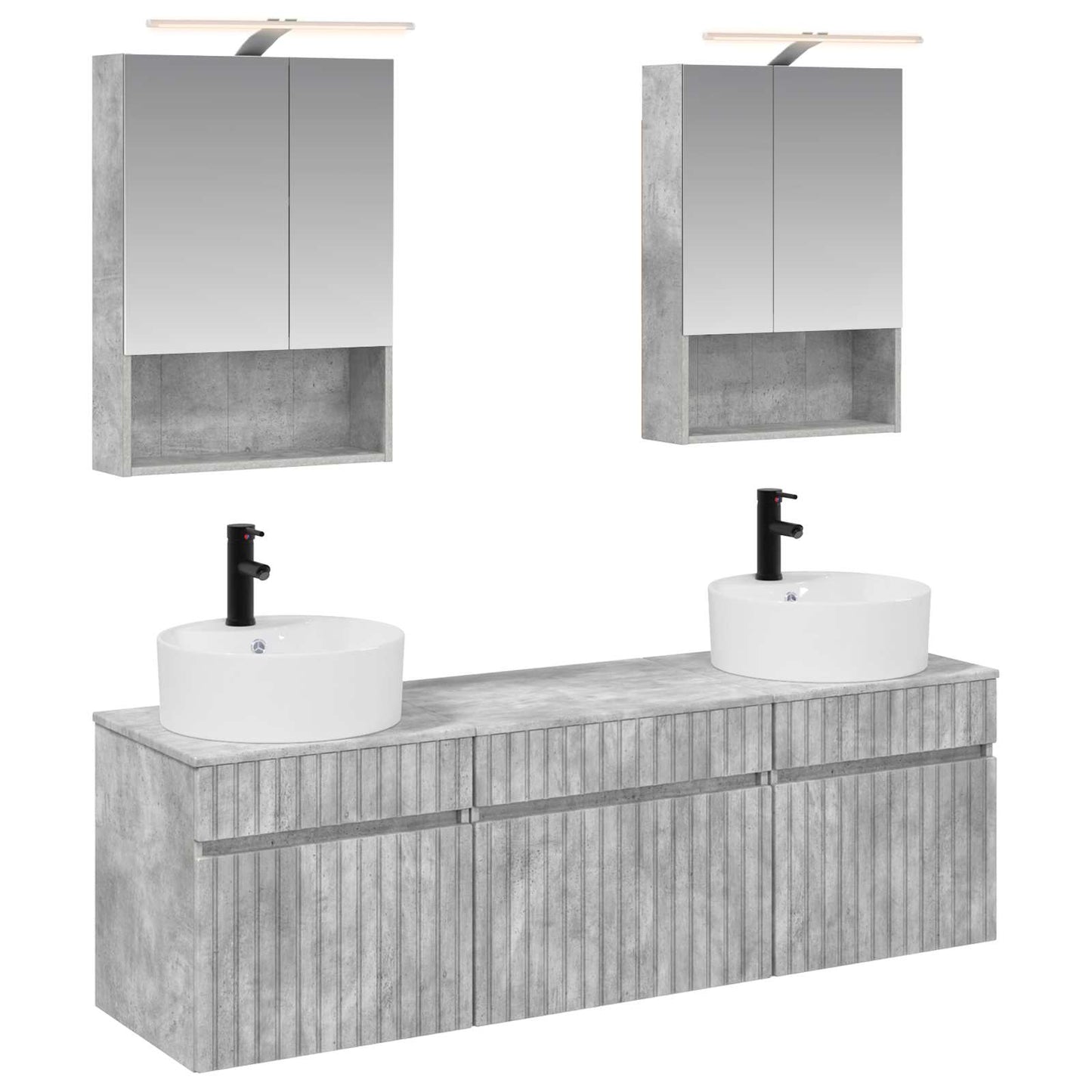 vidaXL Bathroom Cabinet Set 5 pcs Concrete Grey 50 x 14.5 x 70 cm