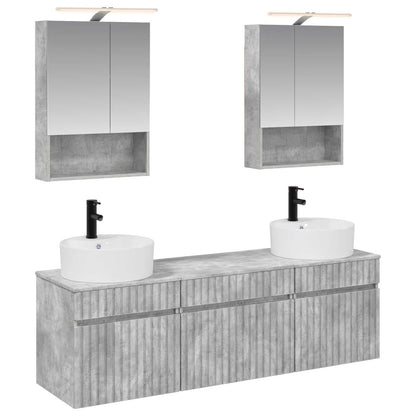 vidaXL Bathroom Cabinet Set 5 pcs Concrete Grey 50 x 14.5 x 70 cm