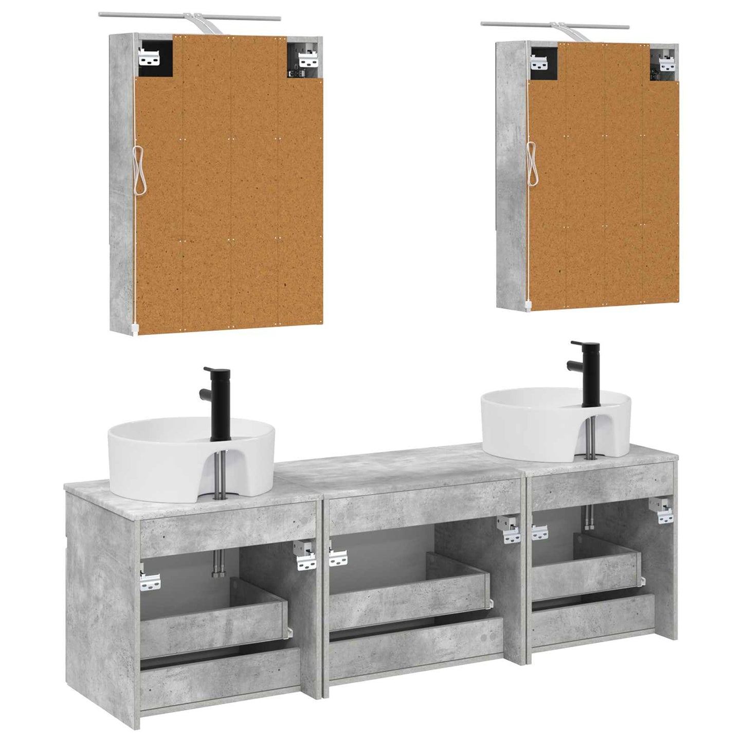 vidaXL Bathroom Cabinet Set 5 pcs Concrete Grey 50 x 14.5 x 70 cm