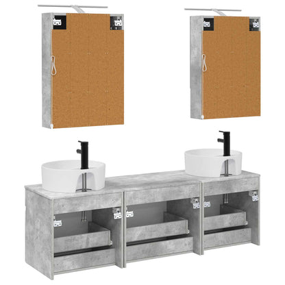 vidaXL Bathroom Cabinet Set 5 pcs Concrete Grey 50 x 14.5 x 70 cm