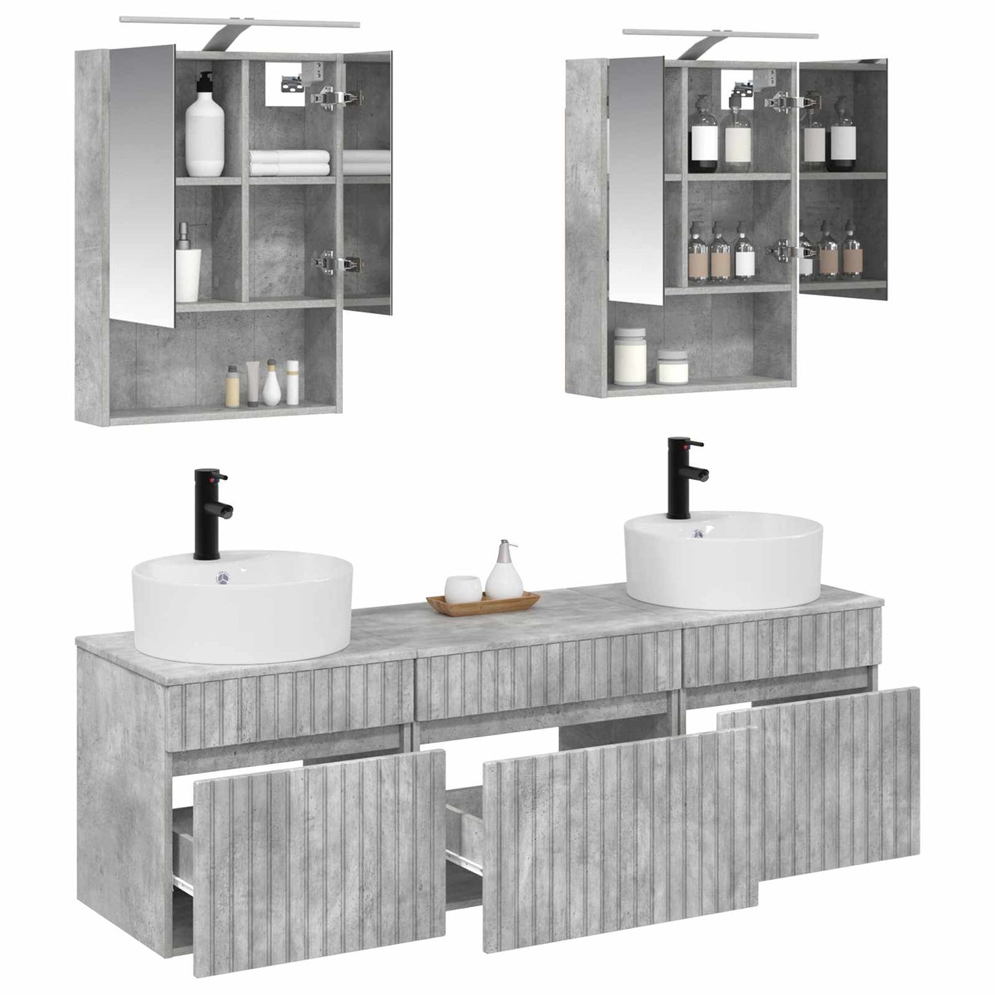 vidaXL Bathroom Cabinet Set 5 pcs Concrete Grey 50 x 14.5 x 70 cm