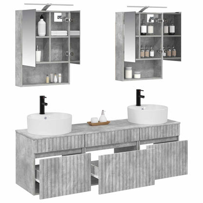 vidaXL Bathroom Cabinet Set 5 pcs Concrete Grey 50 x 14.5 x 70 cm