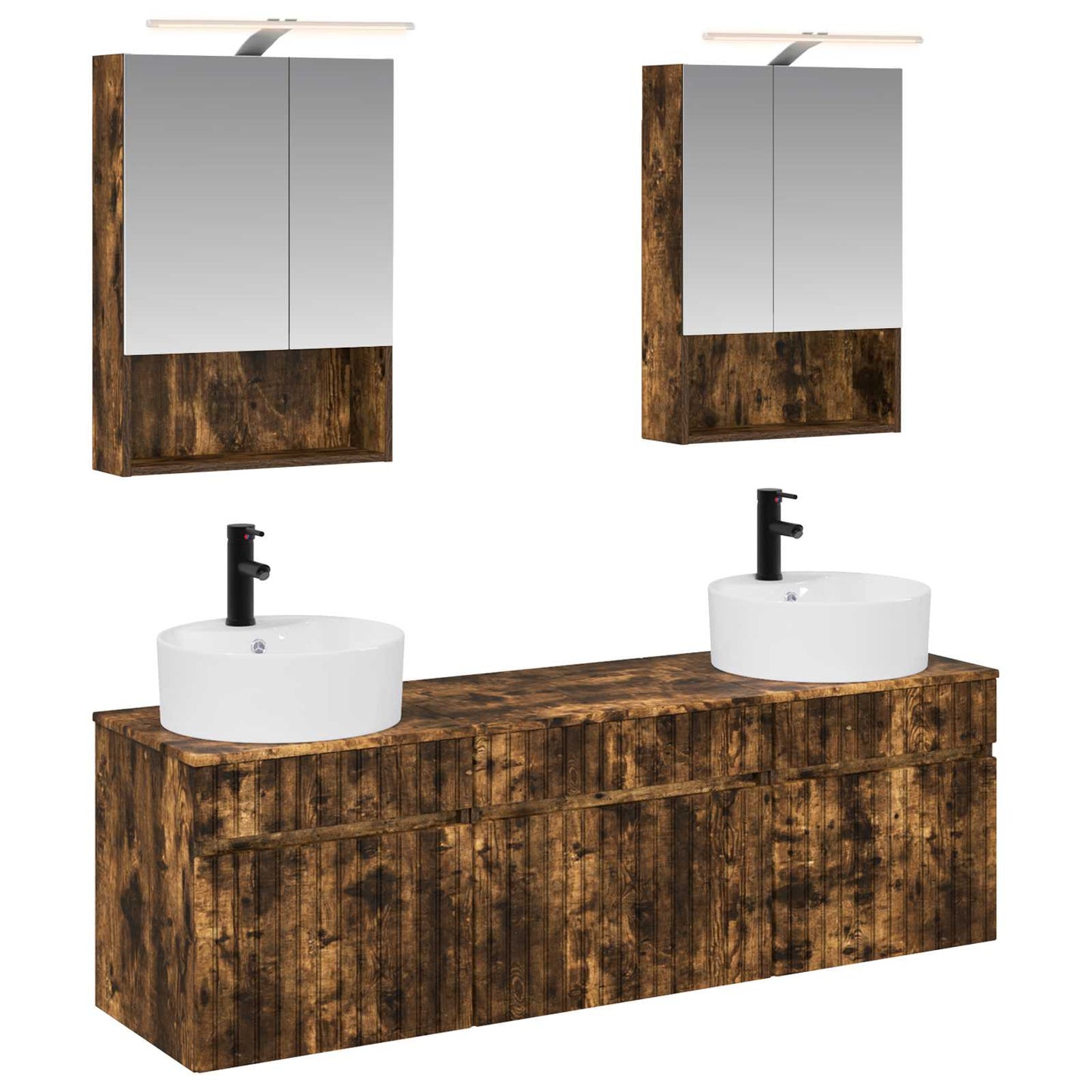 vidaXL Bathroom Cabinet Set 5 pcs Smoked Oak 50 x 14.5 x 70 cm