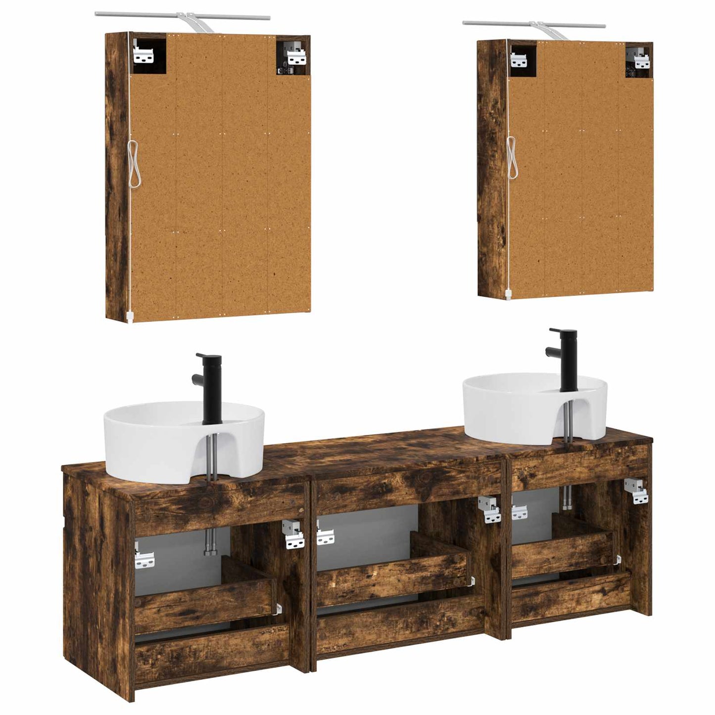 vidaXL Bathroom Cabinet Set 5 pcs Smoked Oak 50 x 14.5 x 70 cm