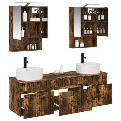 vidaXL Bathroom Cabinet Set 5 pcs Smoked Oak 50 x 14.5 x 70 cm
