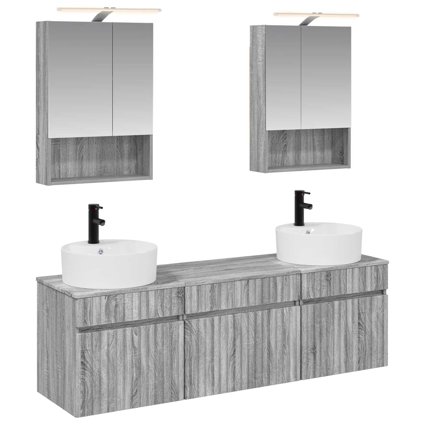 vidaXL Bathroom Cabinet Set 5 pcs Grey Sonoma 50 x 14.5 x 70 cm