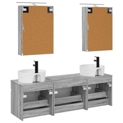 vidaXL Bathroom Cabinet Set 5 pcs Grey Sonoma 50 x 14.5 x 70 cm