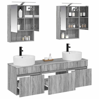vidaXL Bathroom Cabinet Set 5 pcs Grey Sonoma 50 x 14.5 x 70 cm