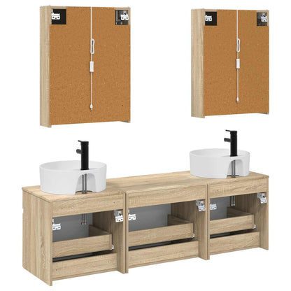 vidaXL Bathroom Cabinet Set 5 pcs Sonoma Oak 53 x 15.5 x 70 cm