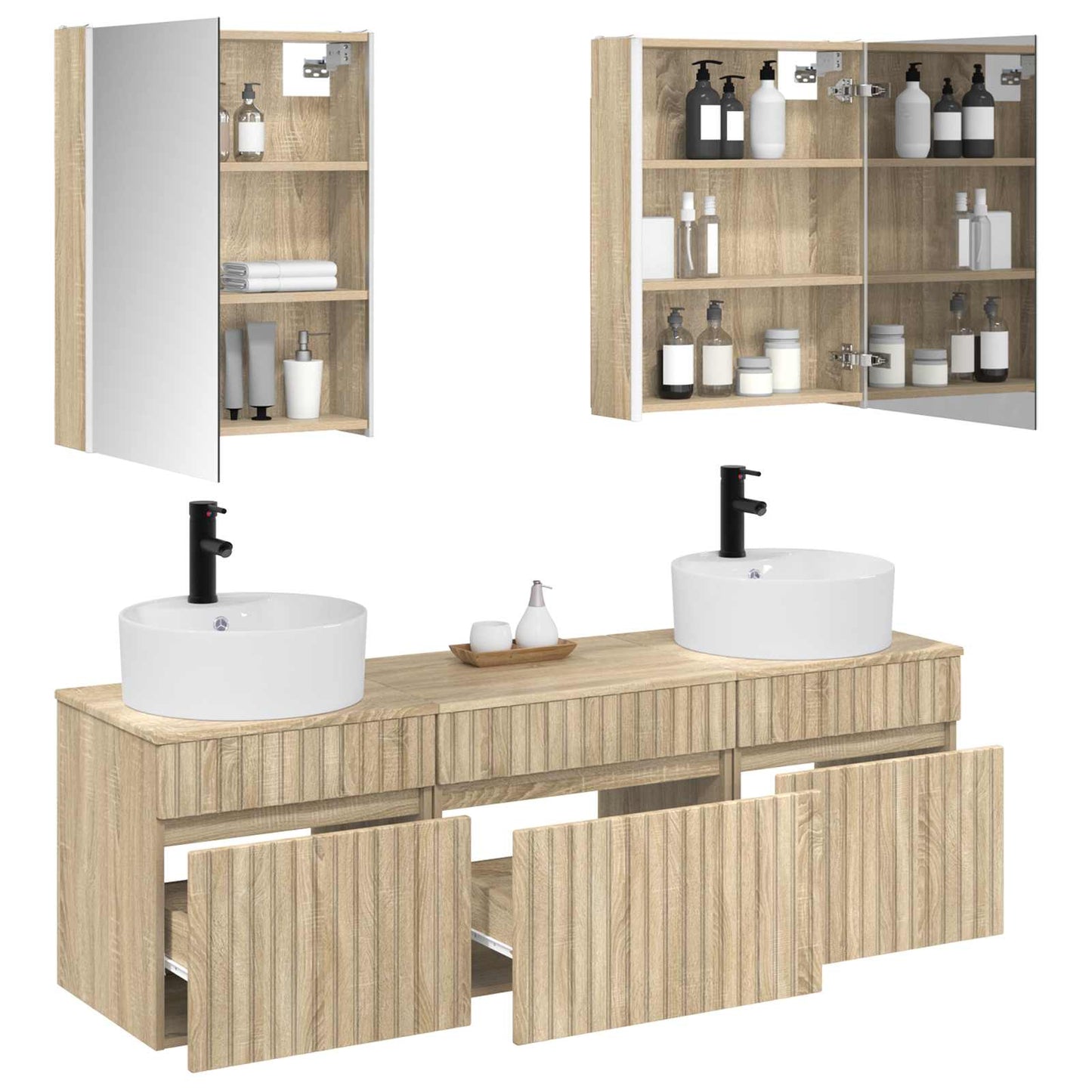 vidaXL Bathroom Cabinet Set 5 pcs Sonoma Oak 53 x 15.5 x 70 cm