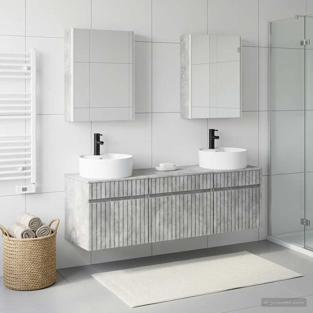 vidaXL Bathroom Cabinet Set 5 pcs Concrete Grey Engineered Wood