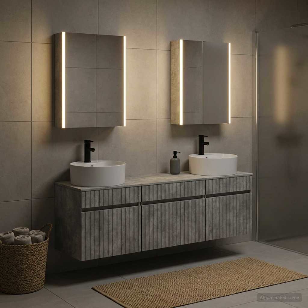 vidaXL Bathroom Cabinet Set 5 pcs Concrete Grey Engineered Wood