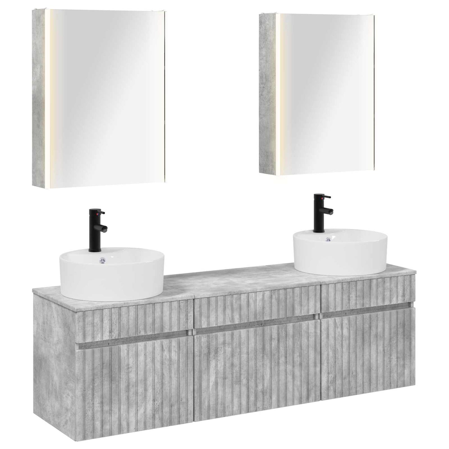 vidaXL Bathroom Cabinet Set 5 pcs Concrete Grey 53 x 15.5 x 70 cm