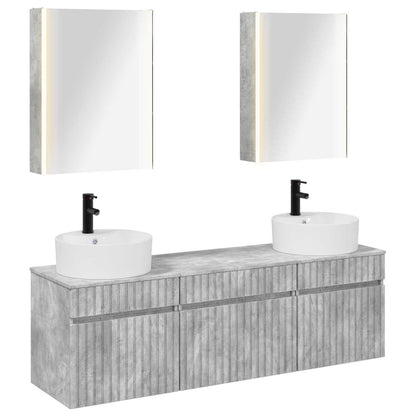 vidaXL Bathroom Cabinet Set 5 pcs Concrete Grey 53 x 15.5 x 70 cm