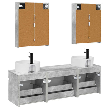 vidaXL Bathroom Cabinet Set 5 pcs Concrete Grey 53 x 15.5 x 70 cm