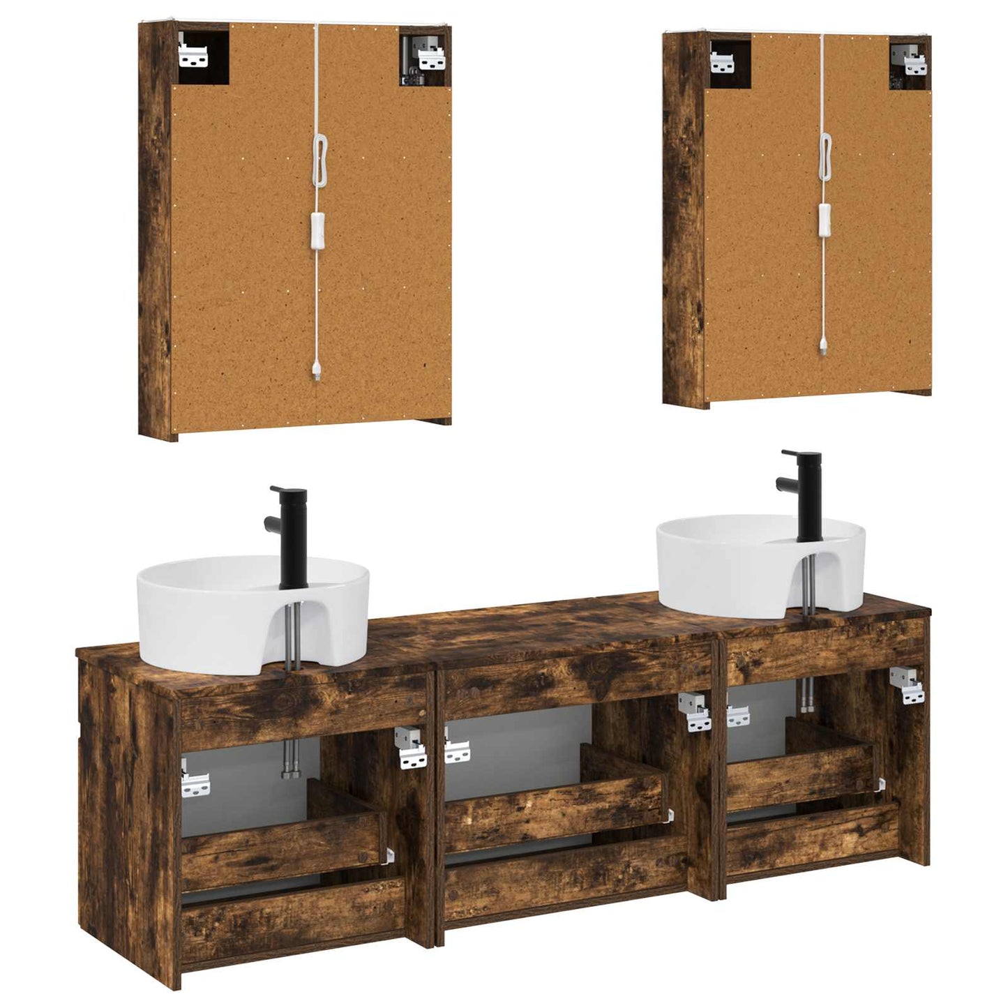 vidaXL Bathroom Cabinet Set 5 pcs Smoked Oak 53 x 15.5 x 70 cm