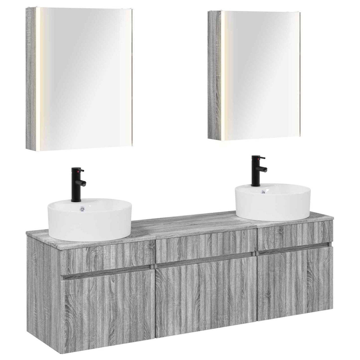 vidaXL Bathroom Cabinet Set 5 pcs Grey Sonoma 53 x 15.5 x 70 cm