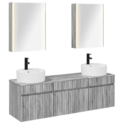 vidaXL Bathroom Cabinet Set 5 pcs Grey Sonoma 53 x 15.5 x 70 cm