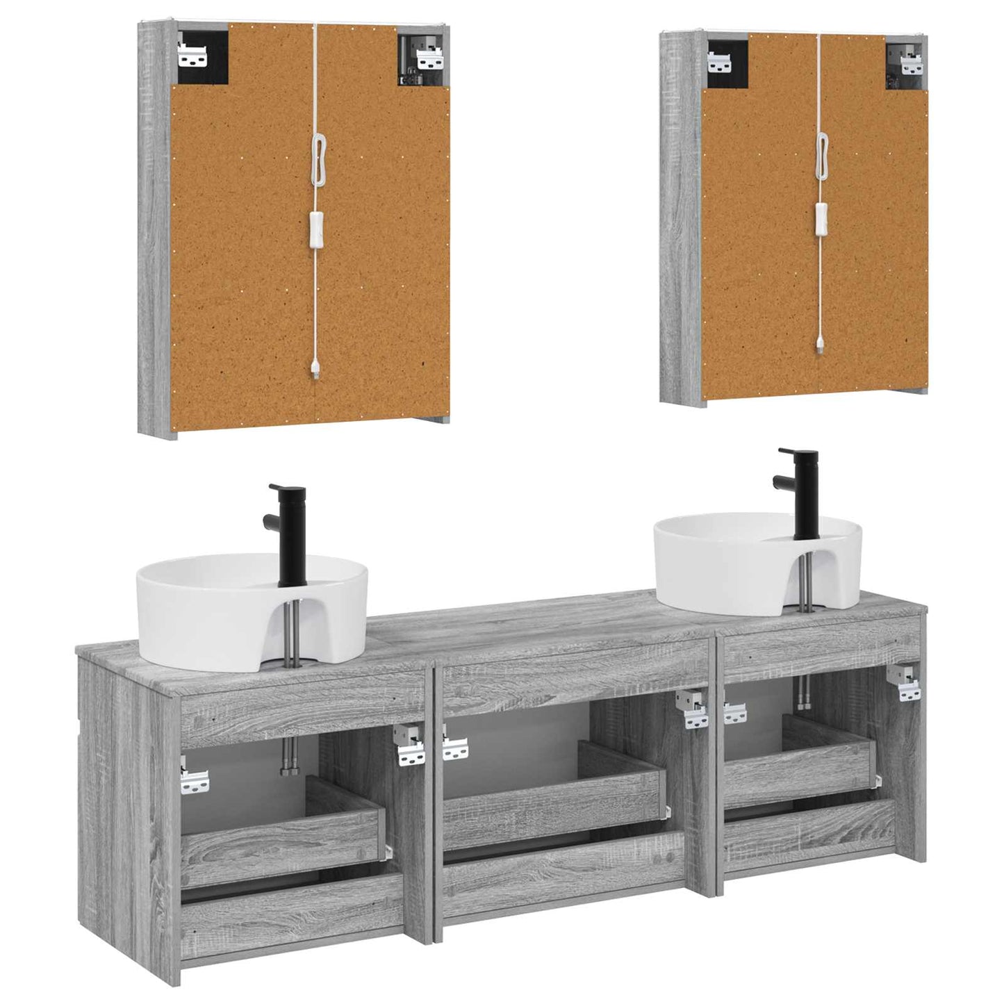 vidaXL Bathroom Cabinet Set 5 pcs Grey Sonoma 53 x 15.5 x 70 cm