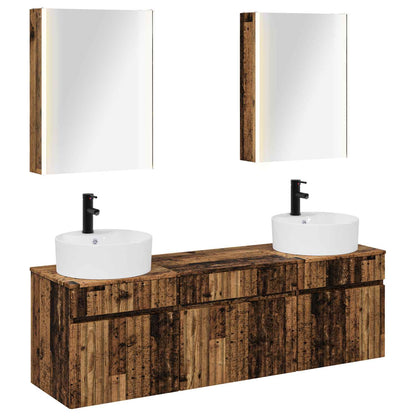 vidaXL Bathroom Cabinet Set 5 pcs Old Wood 53 x 15.5 x 70 cm