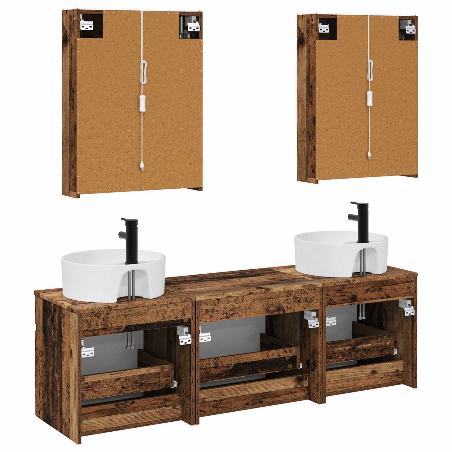 vidaXL Bathroom Cabinet Set 5 pcs Old Wood 53 x 15.5 x 70 cm