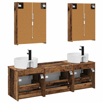 vidaXL Bathroom Cabinet Set 5 pcs Old Wood 53 x 15.5 x 70 cm