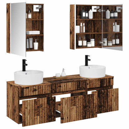 vidaXL Bathroom Cabinet Set 5 pcs Old Wood 53 x 15.5 x 70 cm
