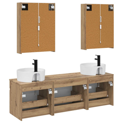 vidaXL Bathroom Cabinet Set 5 pcs Artisan Oak 53 x 15.5 x 70 cm