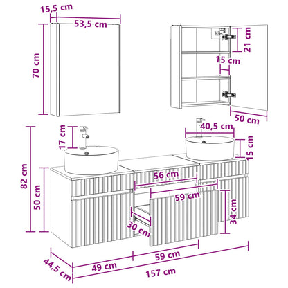 vidaXL Bathroom Cabinet Set 5 pcs Artisan Oak 53 x 15.5 x 70 cm