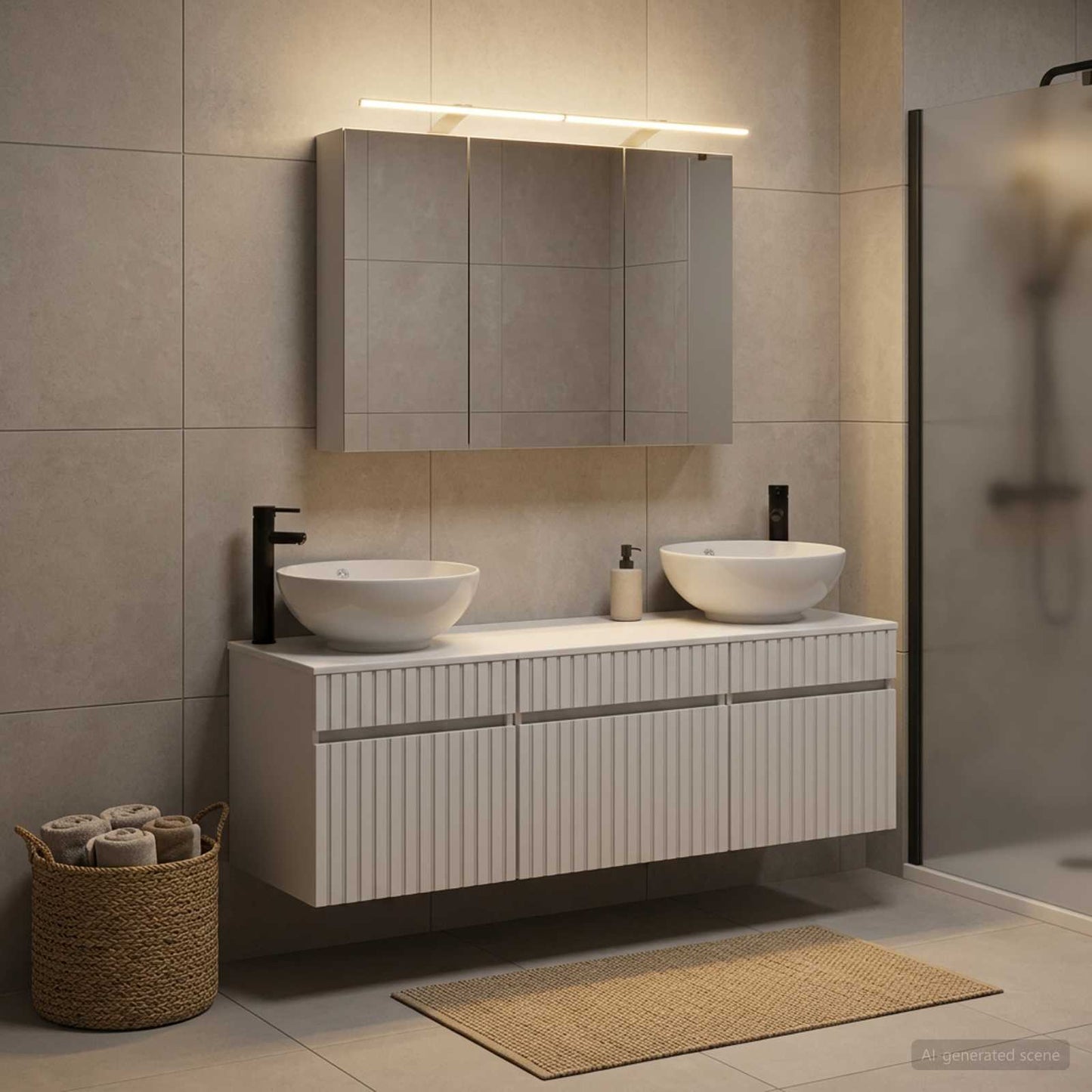 vidaXL Bathroom Cabinet Set 4 pcs White Engineered Wood