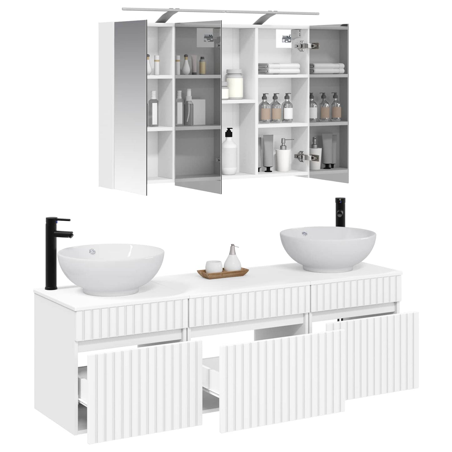 vidaXL Bathroom Cabinet Set 4 pcs White 100 x 14.5 x 70 cm