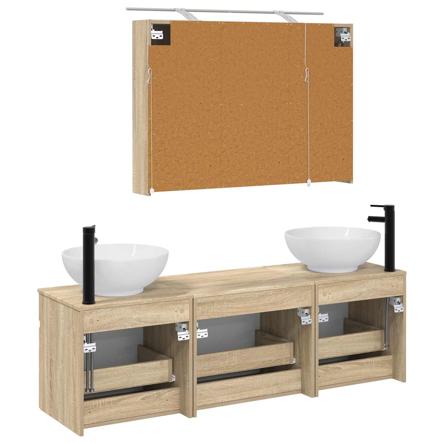 vidaXL Bathroom Cabinet Set 4 pcs Sonoma Oak Engineered Wood