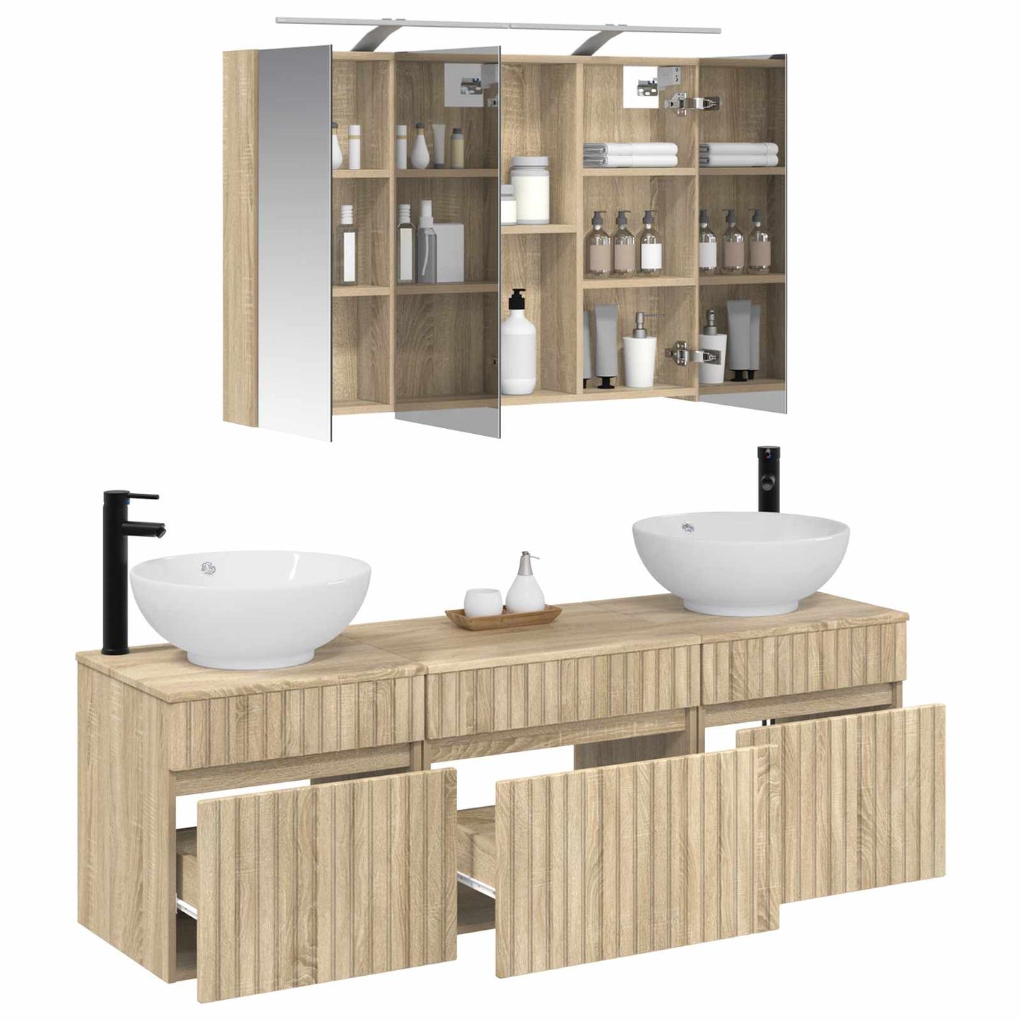 vidaXL Bathroom Cabinet Set 4 pcs Sonoma Oak Engineered Wood