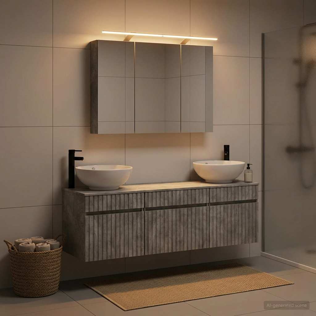 vidaXL Bathroom Cabinet Set 4 pcs Concrete Grey Engineered Wood