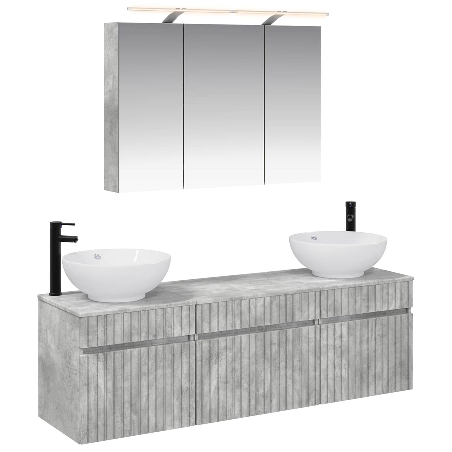 vidaXL Bathroom Cabinet Set 4 pcs Concrete Grey Engineered Wood