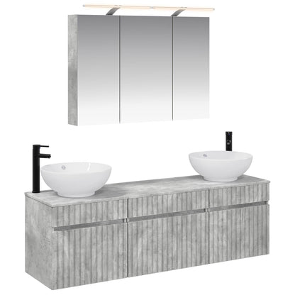 vidaXL Bathroom Cabinet Set 4 pcs Concrete Grey Engineered Wood